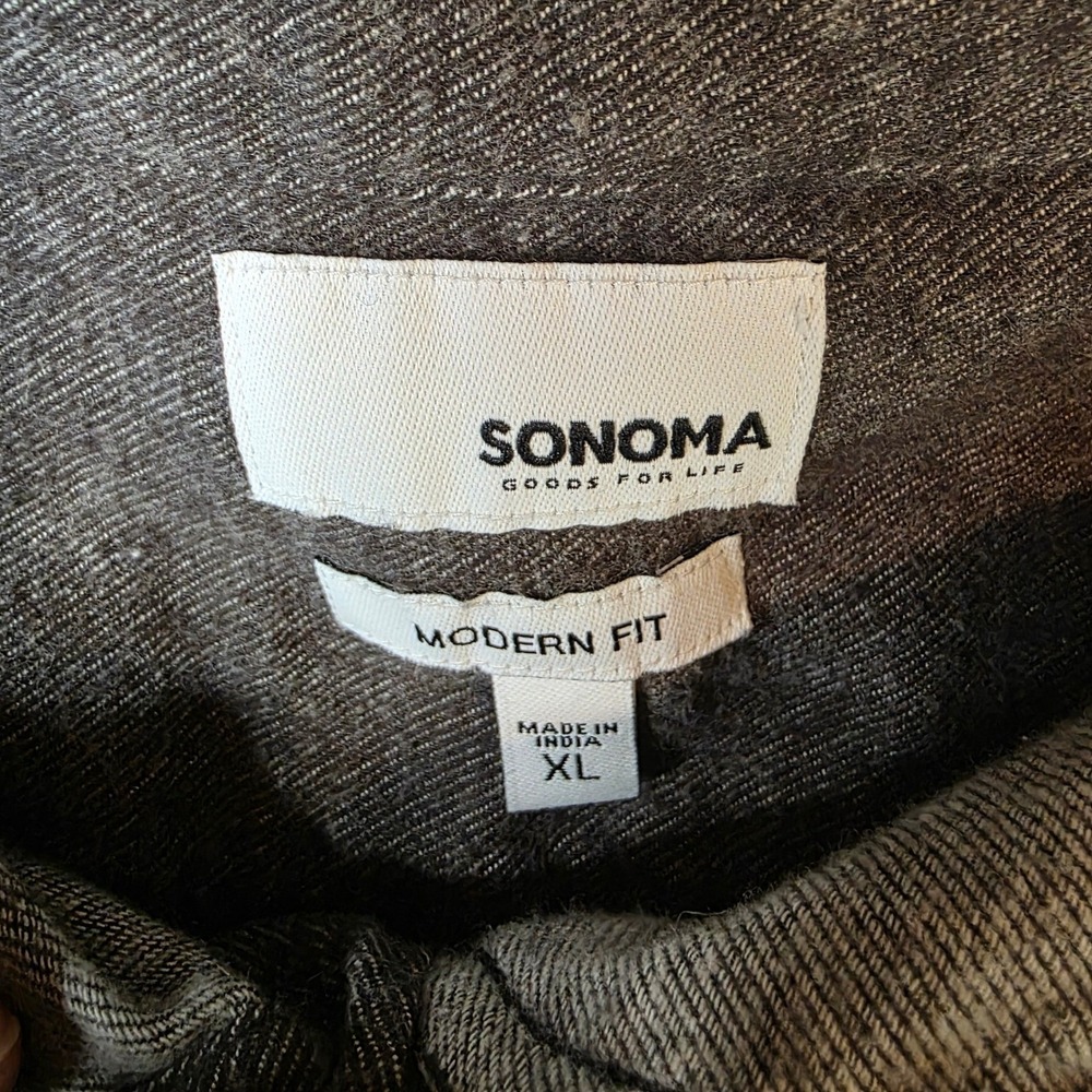 Sonoma Flannel Button Up Shirt Men's XL Brown Cotton Workwear‎ Casual - Picture 3 of 9